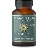 Natura Health Products D-A-K ADK Vitamin D3 5000 IU K2 K1 &amp; A 60 Capsules | 50 mcg K2, 550 mcg K1 and 1000 IU A support calcium metabolism, bone, heart and immune health, fat-soluble blend*