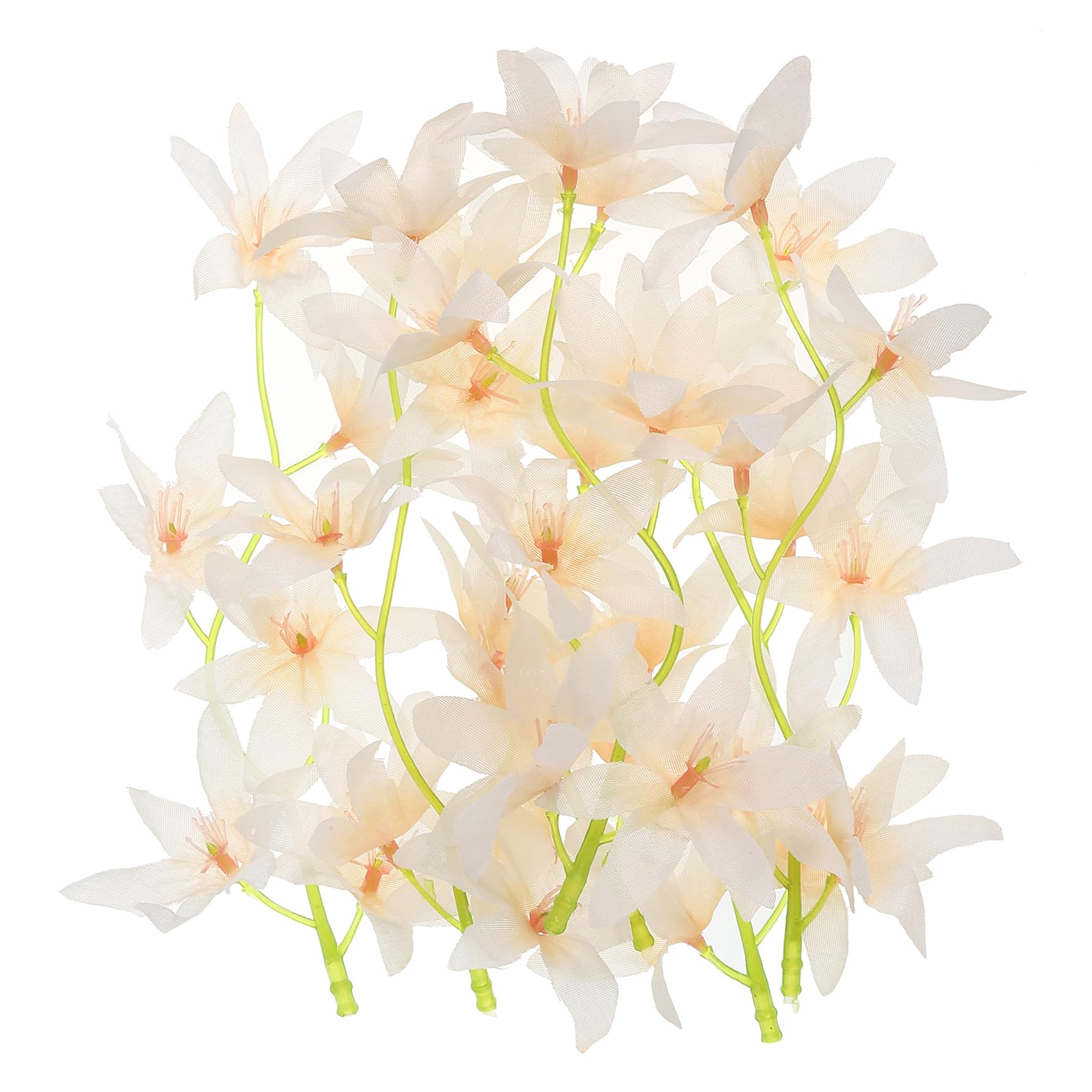 PATIKIL 7 Inch Artificial Orchid Flower, 12 Pcs Floating Candles Simulation Flower Cylinder Vase Fillers for Home Wedding Decoration, Champagne