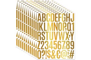 AVERZELLA 14 Sheets Vinyl Letter Stickers Gold Color, 2 Inch Self Adhesive Alphabet Numbers Metallic Stickers for Mailbox Bulletin Board Poster Crafts Wall Decor Cars Trucks Motorcycles (2 in+0.5 in)