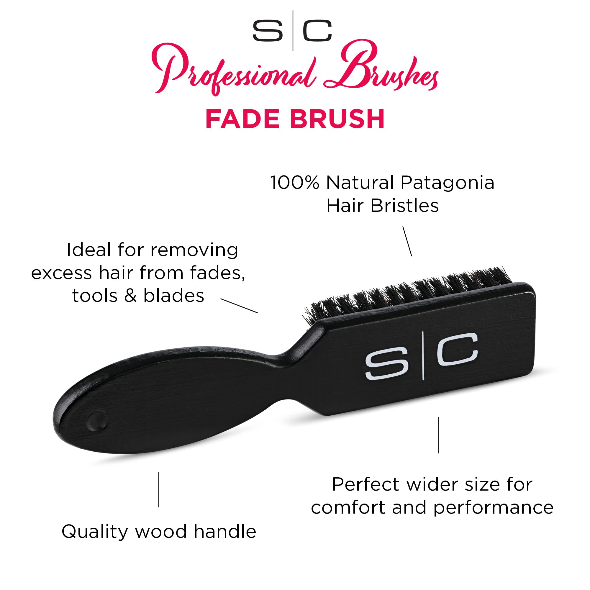 StyleCraft Professional Barber Patagonian Gentle Natural Bristle Fade Brush, Beard Brush, Cleaning Brush