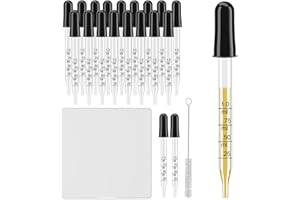 HESCIEB 20Pcs Eye Droppers with Storage Case, Glass Pipette Dropper with Cleaning Brush for Essential Oil, Medicine, Crafts, Accurately 1ml Pipette for Mixing Paints, Lab Use, Animal Feeding, Ear&Eye Drops