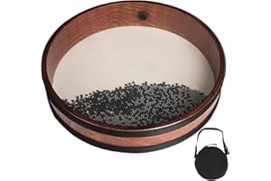 AEMROVI 12 Inch Professional Ocean Wave Drum - Goatskin Drum with Steel Beads, Natural Sound Instrument for Meditation Relaxation Yoga, Includes Carry Bag