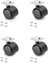 Emuca Black Swivel Castors 30mm Diameter Without Brake Pack of 4