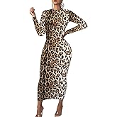 Women's Long Sleeve Bodycon Dress - Maxi Casual Fall Club Party Long Tight Pencil Dresses
