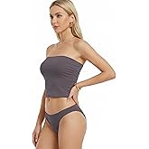 MixMatchy Women's Tube Top with Built-in Bra, Double Layered Strapless Bandeau Top, Y2K Side Ruched Casual Tops