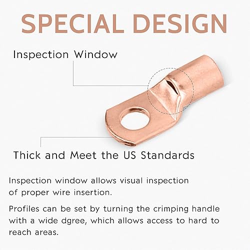 120 Pcs Assorted Heavy Duty Wire Lugs Battery Cable Tinned Copper Eyelets Tubular SC Ring Terminals Connectors With Spy Hole Assortment Kit - Foto 5