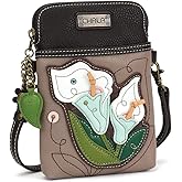 CHALA Plant Life Collection Cell Phone Crossbody Purse-Women PU Leather/Canvas Multicolor Handbag with Adjustable Strap - Calla Lily - warm gray
