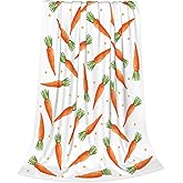 Easter Cartoon Carrots Throw Blanket, Polka Dots Super Soft Cozy Blanket, Warm Lightweight Anti Pilling Flannel Blanket for Sofa Couch Chair Bed 30" x 40"