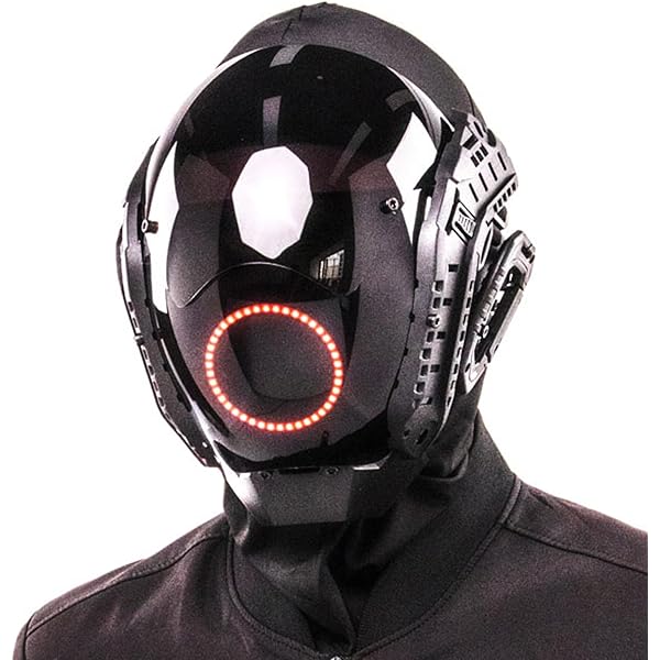 Casco De Halloween Punk, Máscara De Samurái Con Luz Led Y Ge