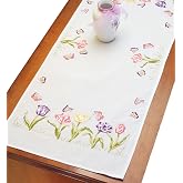 Janlynn Stamped Embroidery Kit, Tulip Garden Dresser Scarf