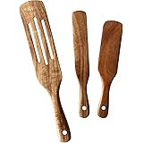 Wooden Cooking Utensils, NAYAHOSE 3 Pcs Natural Teak Kitchen Utensil Set Heat Resistant Non Stick Wood Cookware with Hanging 