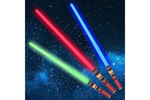 YukiHalu 3-Pack Light Up LED Saber, Light Swords with FX Sound and Realistic Handle, Expandable Sabre for Halloween Dress Up Parties Birthday Christmas Galaxy War Fighters