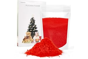 YIAXOYIA 100g Flocking Powder, Velvet Fibers for Christmas Tree Crafts/Taba Squishy/Nails Art/Doll Decorations/DIY Scenery (Red)
