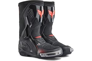 DUHAN Motorcycle Boots for Men and Women, Motocross Racing Boots with Dual-Axis System Anti-Slip Sole, Leather Riding Boots for Road Sports Protection