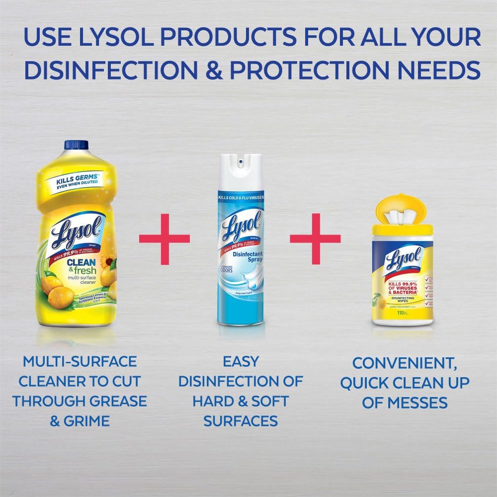 Lysol Clean and Fresh Multi-Surface Cleaner, Lemon and Sunflower, 40 Ounce (Pack of 3): Health & Personal Care