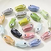 ANCADN 20pcs Fish Beads Ceramic Bead Animals Cute Beads for DIY Jewelry Making (Fish)
