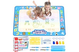 Water Doodle Mat, 40x32 Inches Water Drawing Mat Water Coloring Mat Aqua Magic Doodle Mat, Toddler Water Mat for Mess Free Pa