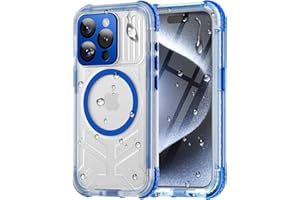 Haireca for iPhone 15 Pro Waterproof Case, [Built-in Lens & Screen Protector] [IP68 Underwater] [15FT Military Shockproof], Frosted Back Full Body Protection 15 Pro Phone Case 6.1", Blue