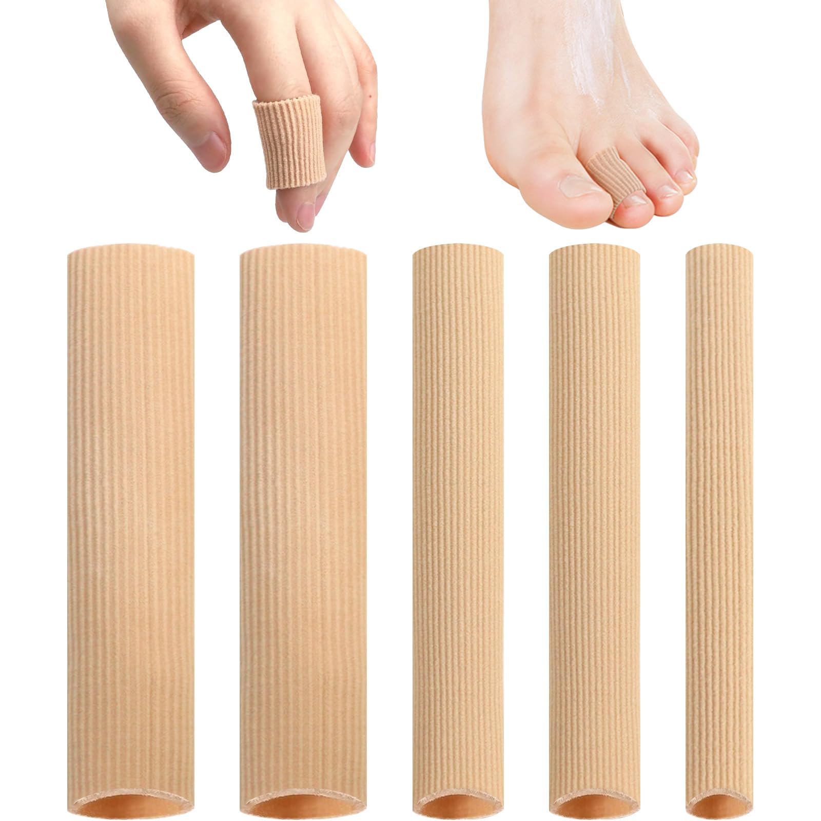 soodyoow Toe Protector, 5 Pcs Cuttable Toe Tubes, 3 Size (S, M, L) Toe Cushions Tube, Silicone Toe Sleeves Tube Cuttable Relief Toe Pressure Pain, Corns, Blisters, Calluses