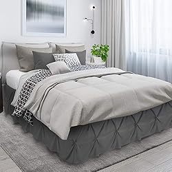Nestl Grey Bed Skirt Full Size, Pinch Pleat Full