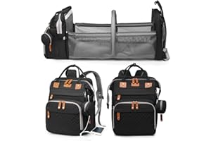 Jeryswet Baby Diaper Bags with Changing Station, Waterproof Large Capacity Diaper Bag Backpack for Moms Dads with USB Charging Port and Stroller Straps, Baby Shower Gifts, Black