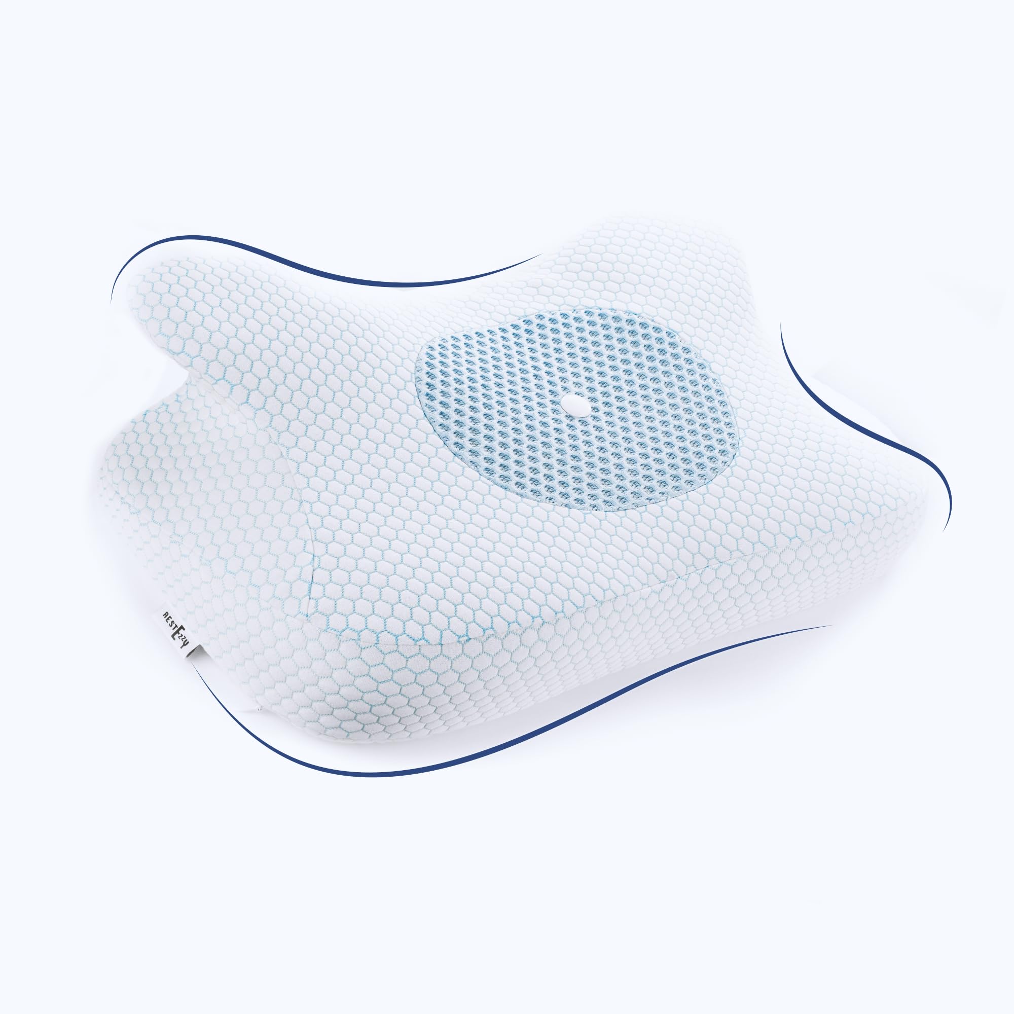 RestEzzy Orthopedic Memory Foam Pillow – Cervical Contour Side Sleeper Pillow for Neck & Shoulder Pain Relief – Pillow for Spinal Alignment – Ergonomic Support for Back & Stomach Sleepers