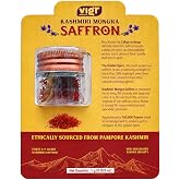 Vigr Single Origin Kashmiri Mongra Saffron (Kesar) - Farm Direct from Pampore, Lab Tested &amp; AYUSH Certified, Grade A++, 100% Pure Handpicked Threads, Highest Crocin Content (1g (0.035 oz))