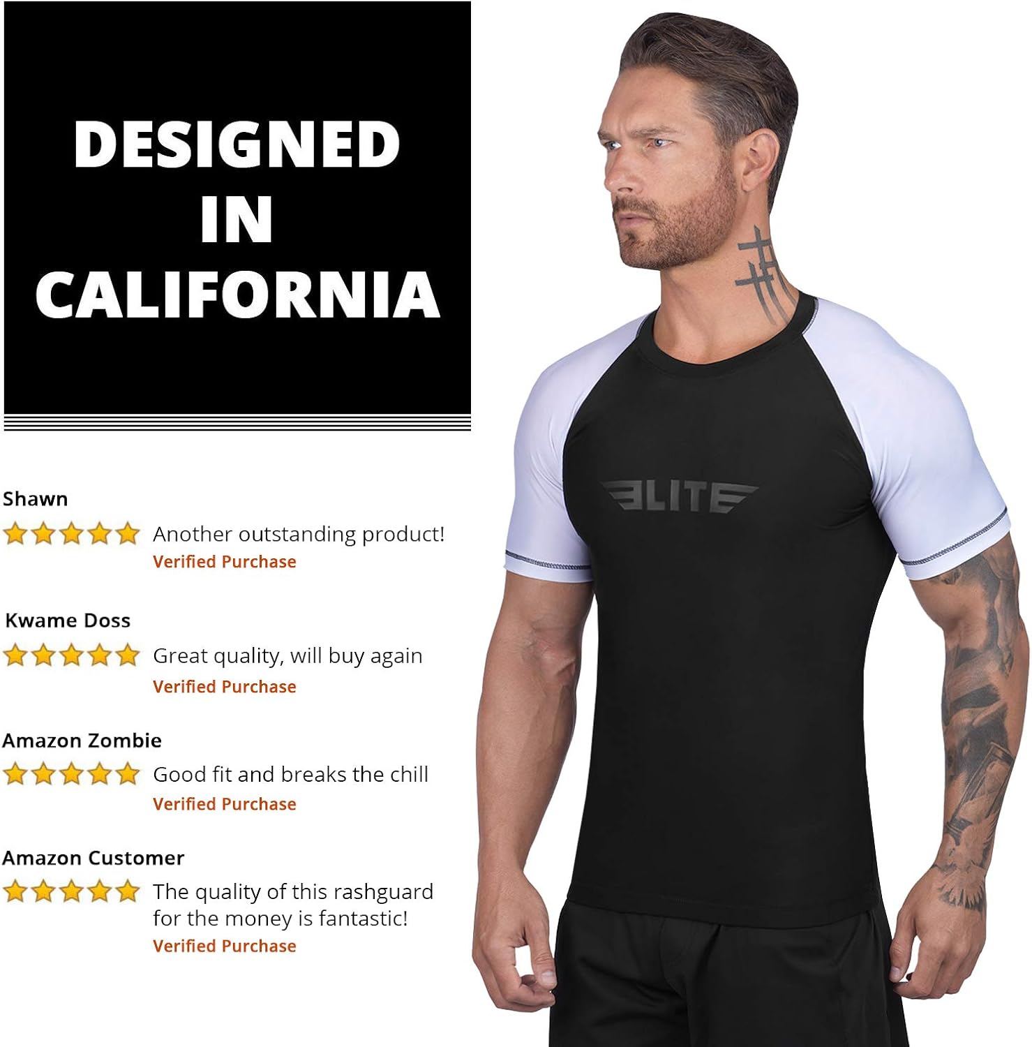 Elite Sports BJJ Jiu Jitsu Rash Guards, Men’s BJJ, No GI, MMA Ranked Short Sleeve Compression Base Layer Rash Guard : Clothing