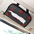 Kigai Red Ladybugs Car Tissue Holder, Universal Auto Visor Tissue Holder, Mask Holder, Nylon, Rectangular