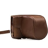 MegaGear Canon EOS M100, M200 (15 – 45 mm) Ever Ready Estojo e alça de couro para câmera, com acesso à bateria - marrom escur