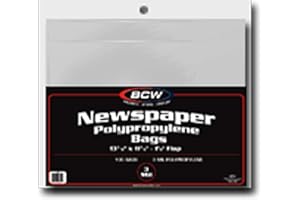 BCW Newspaper Bags | Protect Collectible Newspapers | 1½"" Flap for Closure | 13 3/8 X 11 7/8 | Crystal Clear Polypropylene |