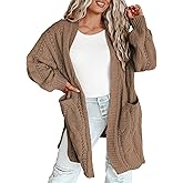 Eytino Plus Size Cardigans for Women Open Front Long Sleeves Lightweight Fall Sweaters with Pockets(1X-5X)
