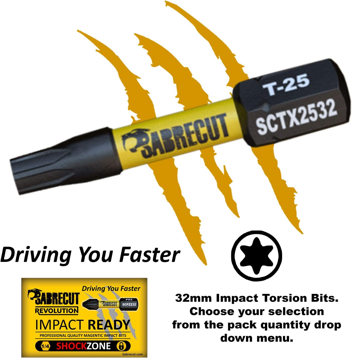 5 x SabreCut SCTX2532_5 32mm T25 TX25 Magnetic Impact Screwdriver Driver Bits Set Torx Heavy Duty, 1/4 inches - Image 4
