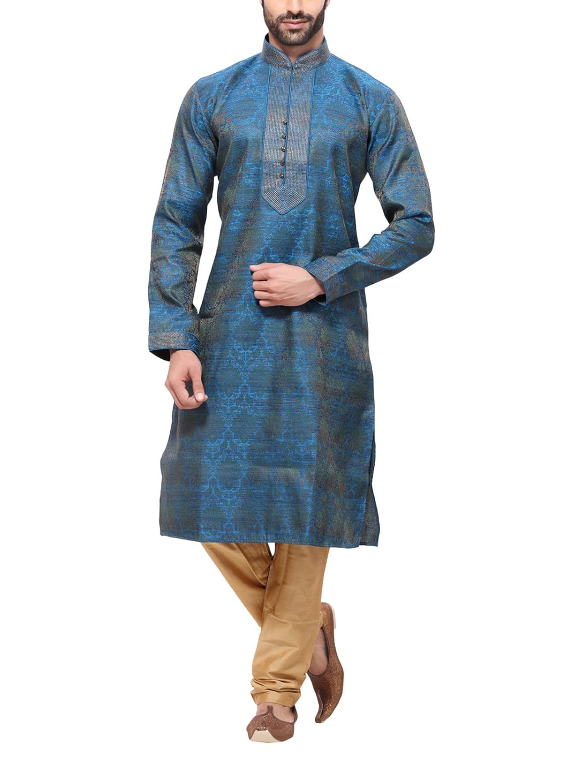 rg designers ethnic men's blue kurta pyjama