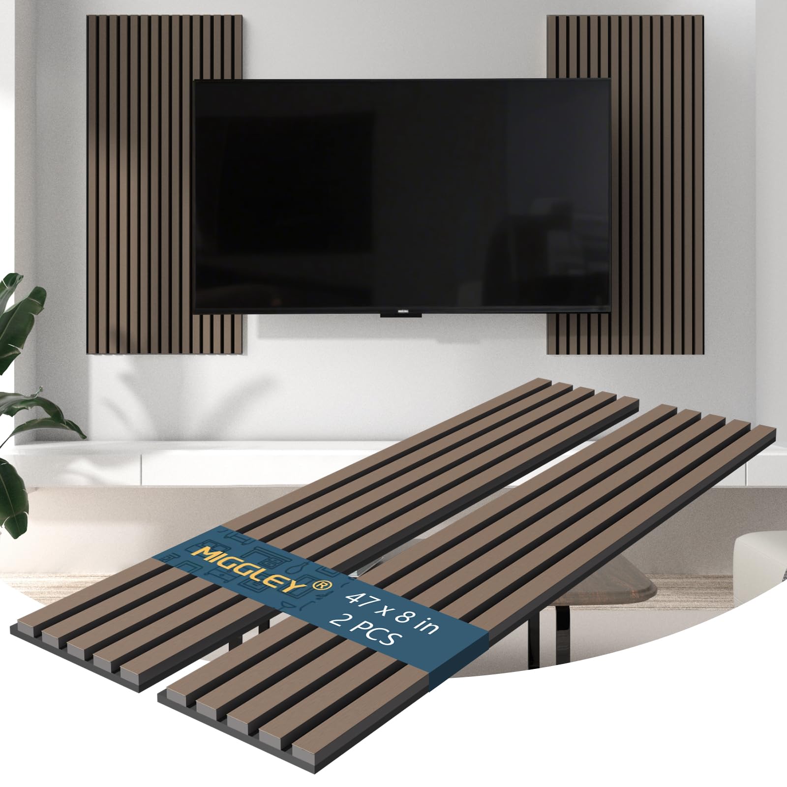 Acoustic Wood Wall Panels, Slat Wall Paneling for Home Living Room ...