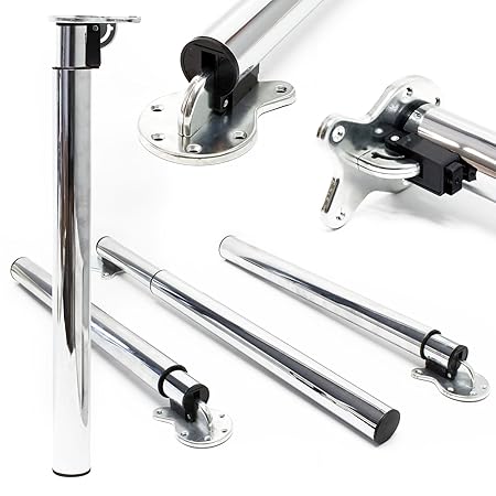 Tischbein 4er Set Chrom Möbelfuß höhenverstellbar 70-110cm