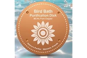 OICEME Bird Bath Purification Disc Pure Copper Outside Birdbath Solar Power Water Backyard Winter Solar Power Hummingbird Cleaner Pedestal Fountain Bowl Metal Warmer Deck Railing Concrete Ceramic Accessories