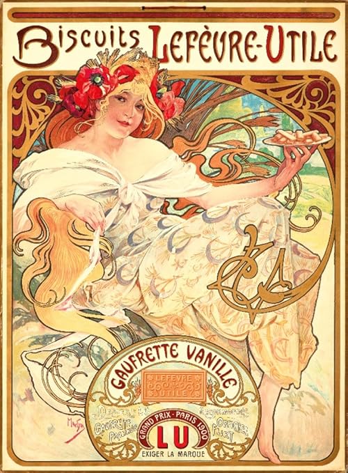 Amazon Com Biscuits Lefevre Utile Gaufrette Vanille Vintage Poster Artist Alphonse Mucha France C 1900 12x18 Art Print Wall Decor Travel Poster Posters Prints