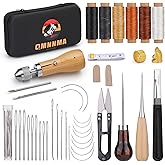 QMNNMA 40pcs Sewing Awl Kit with Bag, Portable Awl Tool Stitching with Instructions, Leather Sewing Waxed Thread Kit for DIY 