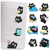 Cat Magnetic Bookmark for Women, 12PCS Cute Bookmarks, Funny Black Cat Book Marks, Book Club Ideas Hostings, Gifts for Kids, Teachers, Students, Book Lovers, Office, Reader, Cat Lover