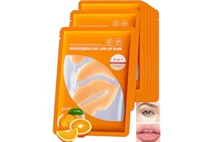 Peach Lip and Eye Masks, 16Pcs Crystal Collagen Under Eye Patches for Dark Circles and Puffiness, Wrinkles, Fine Lines, Hydra