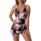 Eomenie One Piece Swimdress Swimsuits for Women Tummy Control Swim Dresses Skirt Bathing Suit