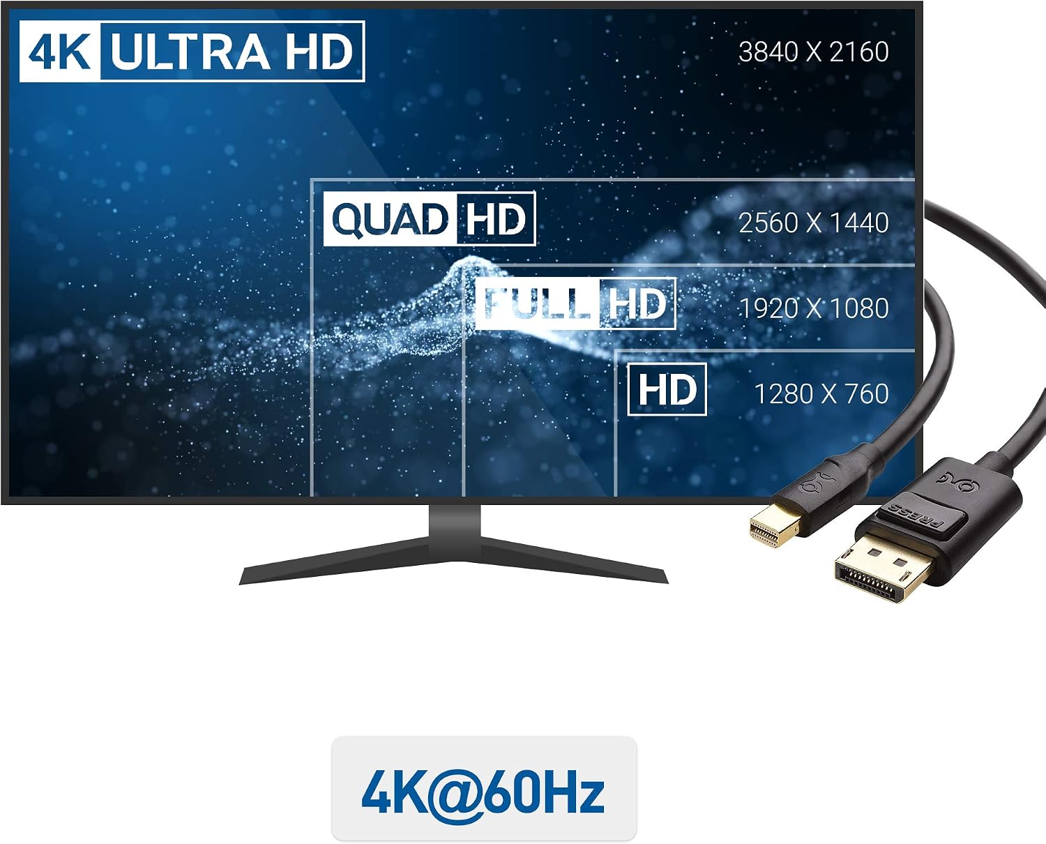 Cable Matters 4K Mini DisplayPort to DisplayPort Cable (DisplayPort to Mini DisplayPort) in Black 1.8m, 4K 60Hz - Image 4