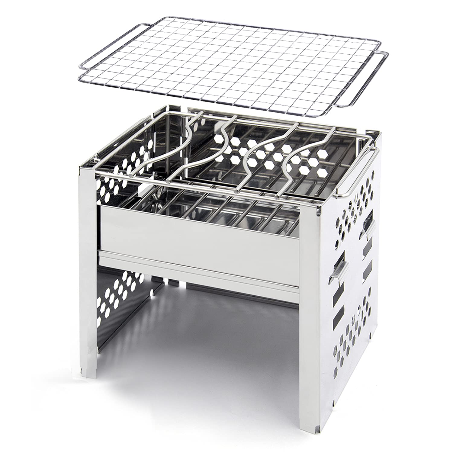 ヨーラー|YOLER 折りたたみコンロ 焚き火台 キャンプ アウトドア バーベキューコンロ ストーブ 超コンパクト 3段階調節 1～2人用 ステンレス グリル レジャー 行楽 釣り 焼肉 bbq 卓上コンロ GS002商品画像