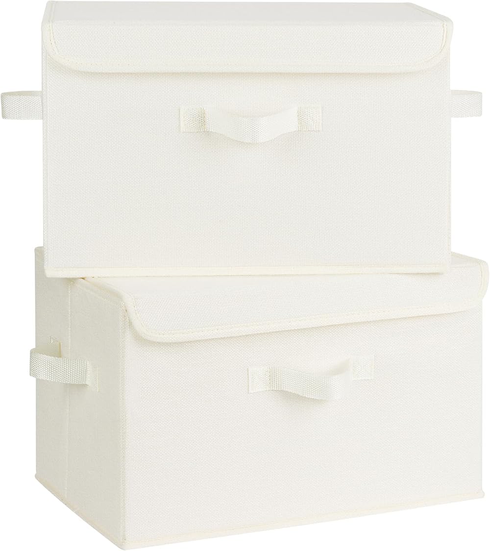 GRANNY SAYS Cloth Storage Boxes with Lids Pack of 2 Cream 40x26x25.5 cm