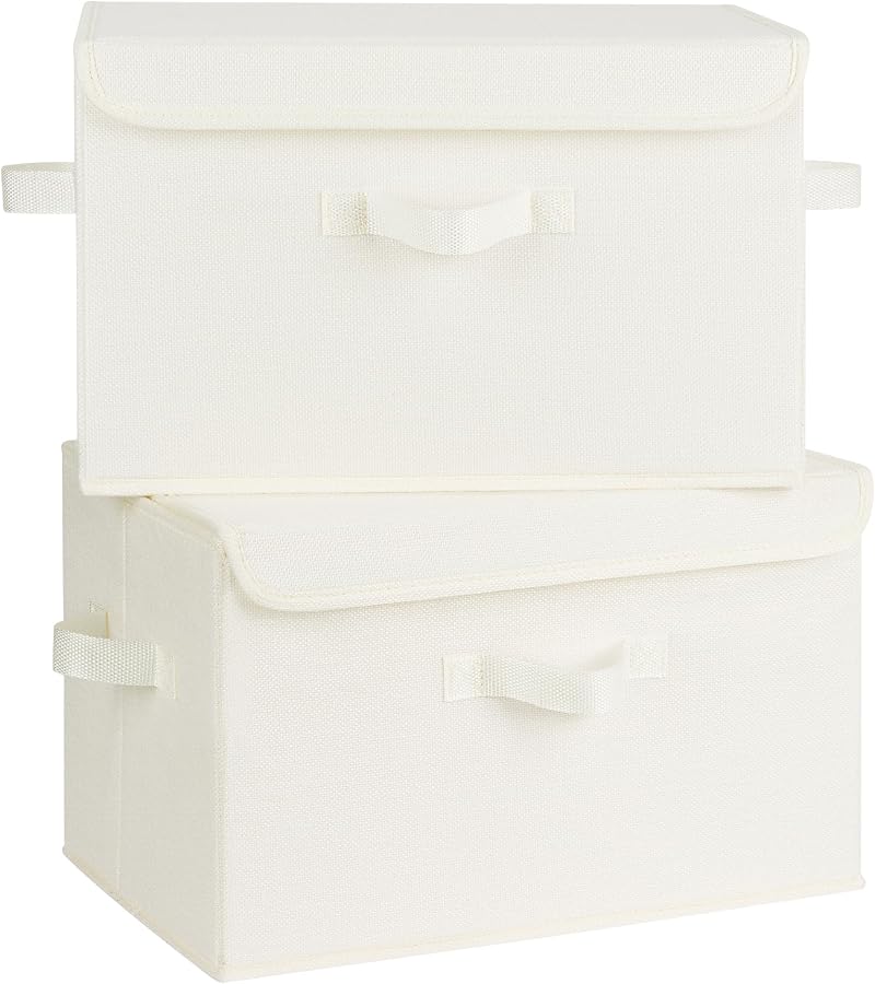 GRANNY SAYS Cloth Storage Boxes with Lids Pack of 2 Cream 40x26x25.5 cm