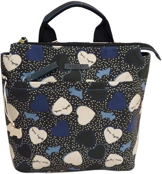 RADLEY 'Hearts' Navy Black Oilskin Backpack Bag RRP £115 Amazon.co