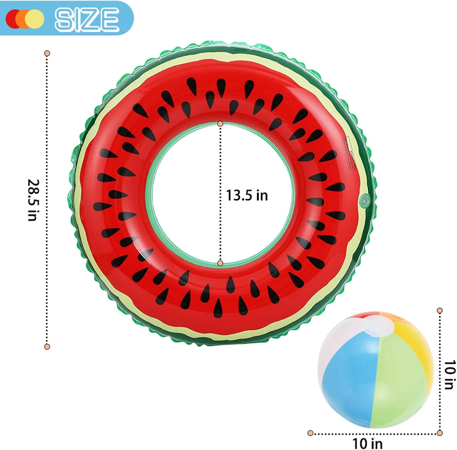 Lucky Doug 3 PCS Swimming Rings with 1 Beach Ball Inflatable Pool Floats for Kids Adults 32.5'' Pool Tube Toys for Summer Beach Water Float Party, Swimming Pool, Beach Time: Sports & Outdoors