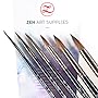 Professional Watercolor Brushes for Gouache, Watercolors, Fluid Acrylics and Inks - Round, Pointed, Long-Lasting Squirrel and Synthetic Blend, Short Handle, 6-pcs Set, Black Tulip Collection by ZenArt