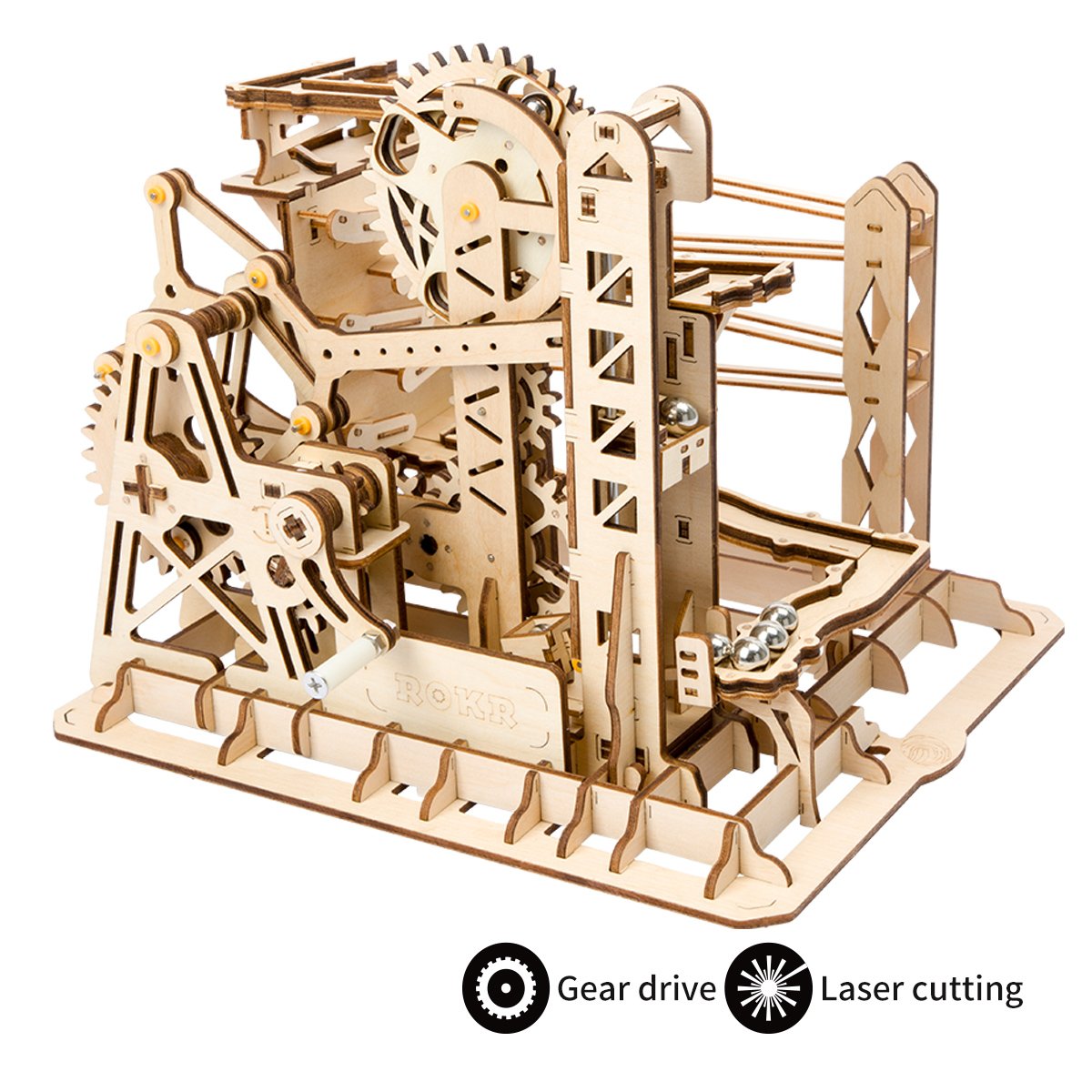 3D LaserCut Wooden Puzzle, Mechanical Gear Toys, DIY Assembly Kit Lift